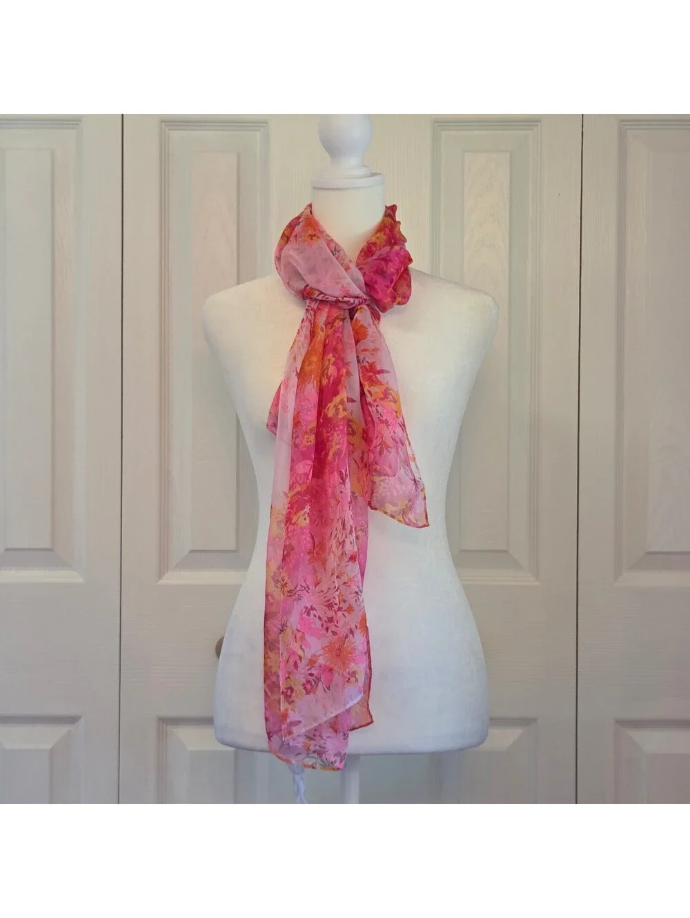 Pink Floral Scarf Set; Bright Pink + Soft Pink and Blue Fairy Cottage Scarves